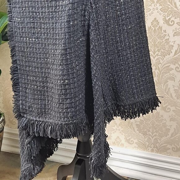 Nic & Zoe Size Small Black Tweed Skirt Aymmetric Hem Faux Wrap Elastic Back NWT - Picture 4 of 14